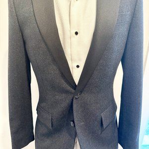 J.Crew Slim Fit Ludlow Charcoal Wool Peak Lapel with Tuxedo Pant